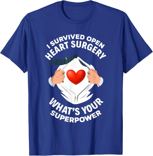 I Survived Open Heart Surgery Funny Bypass Heart Survivor T-Shirt - T-Shirt | Royal