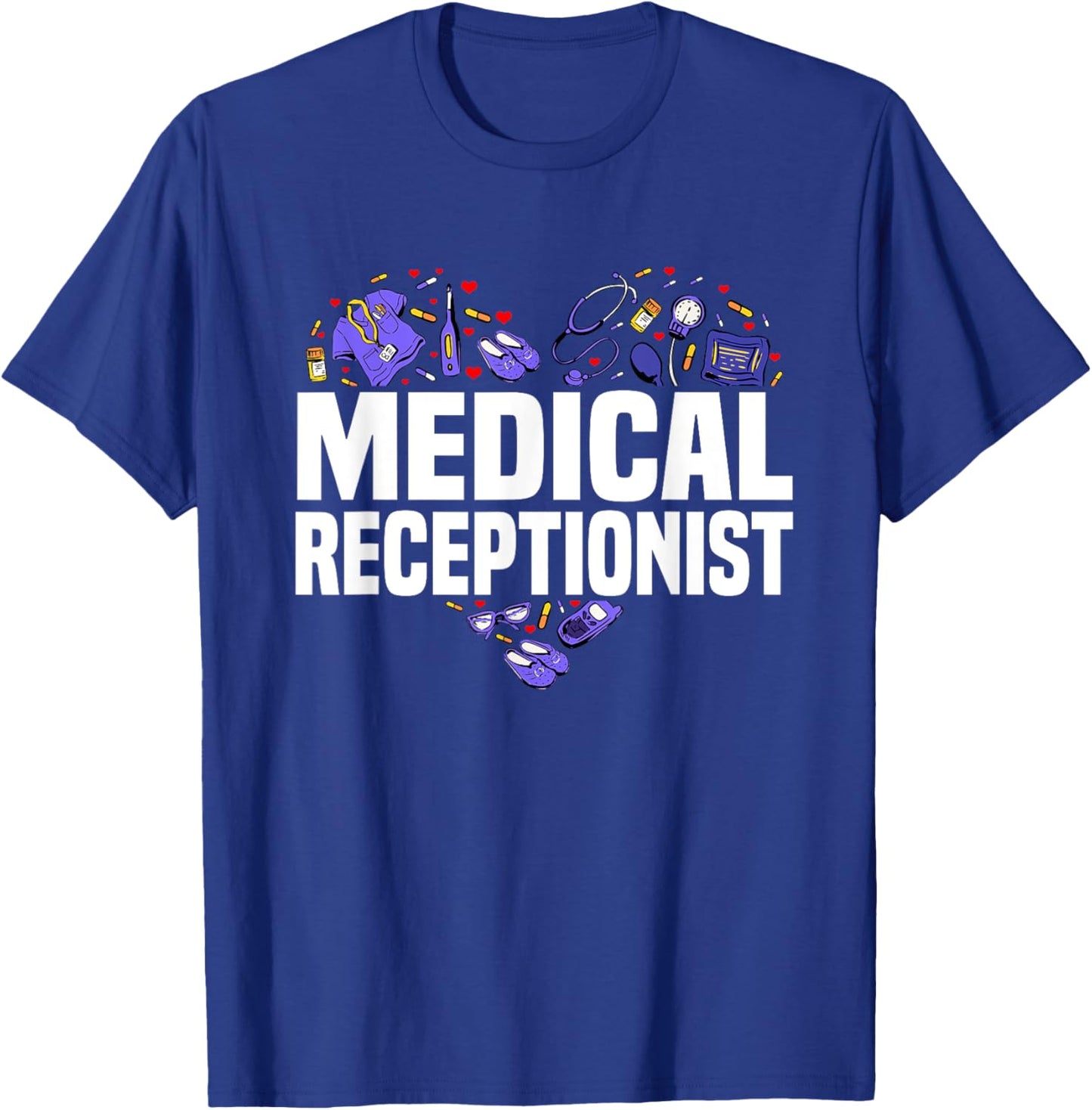 Medical Receptionist Heart Outfit Hospital Team Staff T-Shirt - T-Shirt | Royal