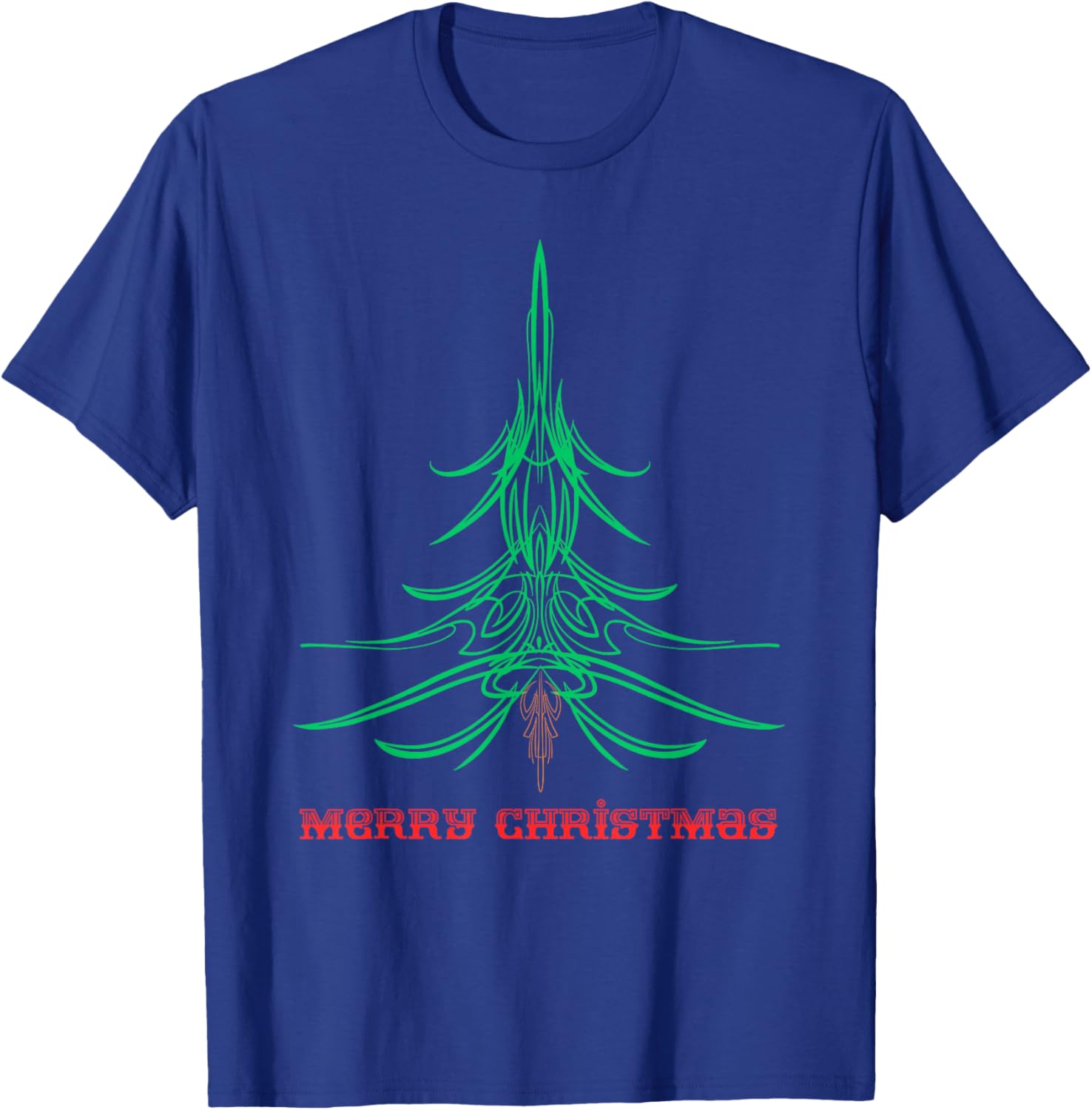 Christmas Pinstriping Hot Rod Style T-Shirt - T-Shirt | Royal