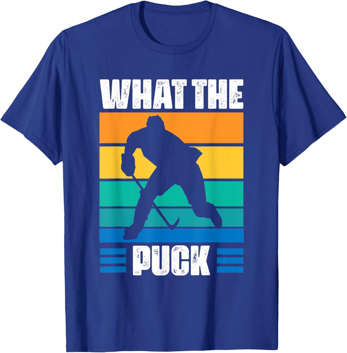 Funny What The Puck | Vintage Ice Hockey Player T-Shirt - T-Shirt | Royal