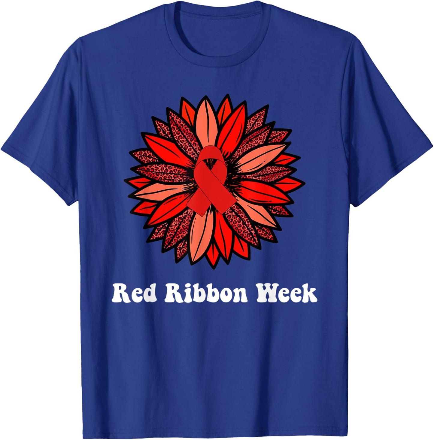 Red Ribbon Week Shirt Red Ribbon Sunflower Red Ribbon Week T-Shirt - T-Shirt | Royal