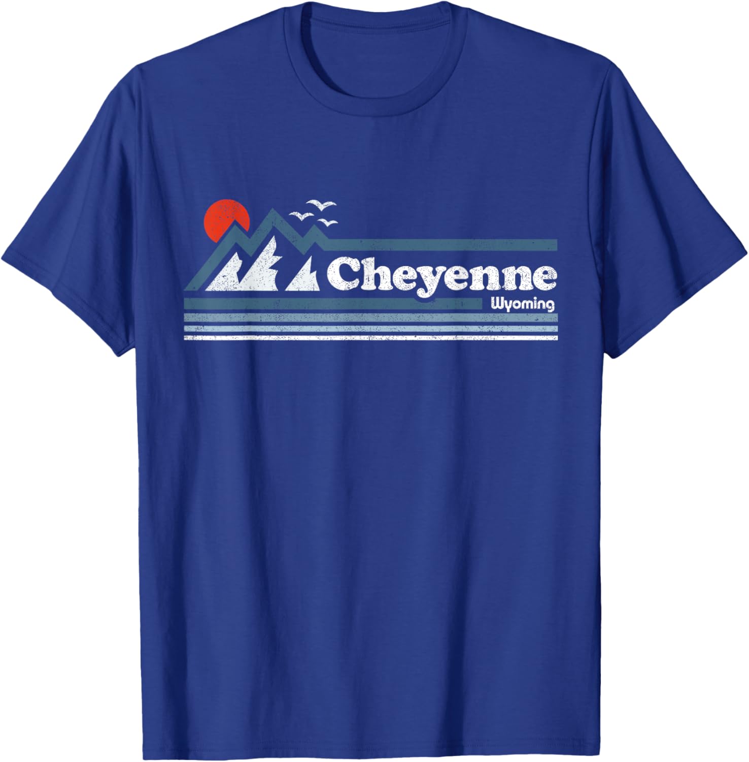 Retro Cheyenne Wyoming State Mountain Vintage Ski Souvenir T-Shirt - T-Shirt | Royal