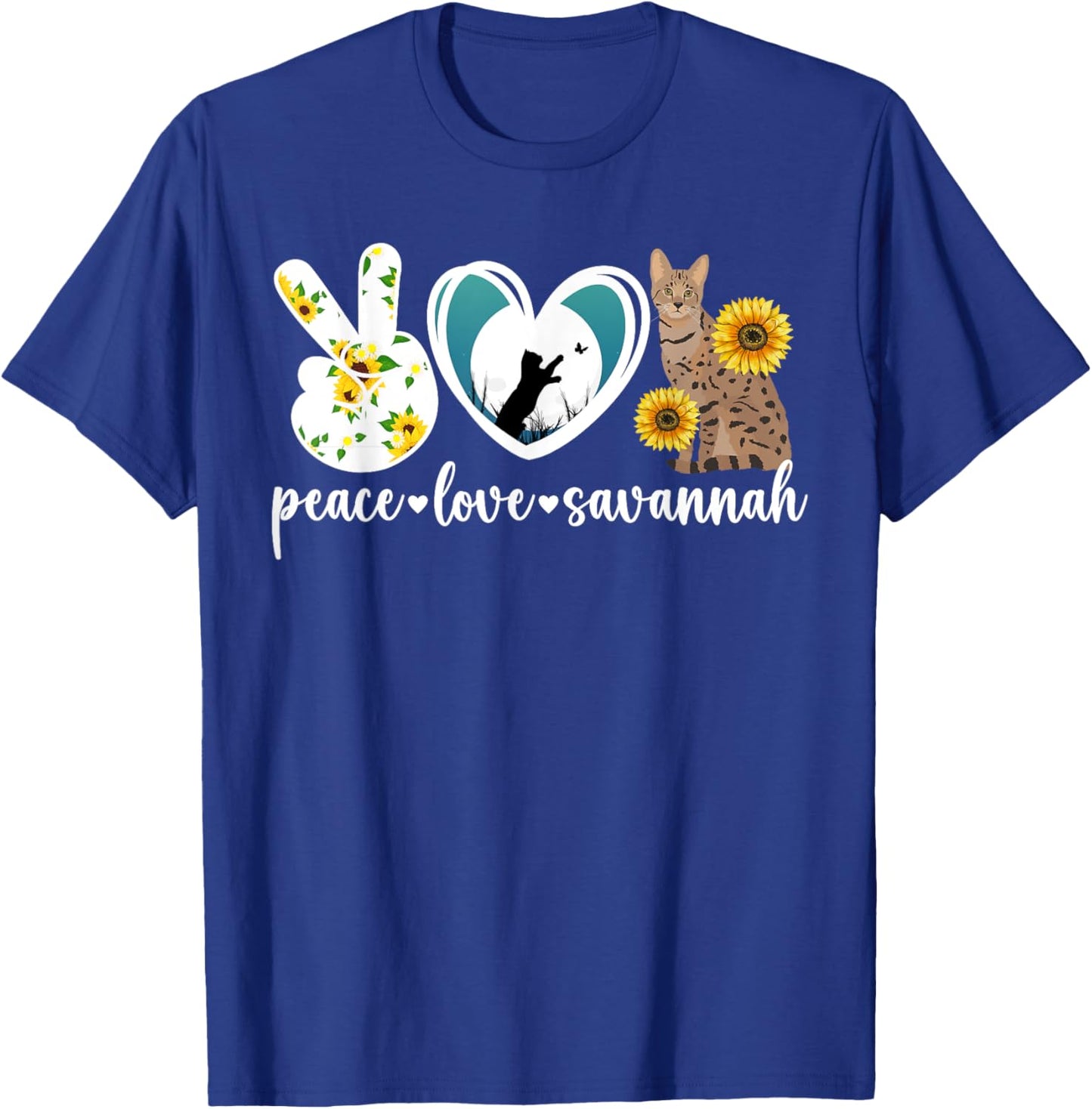 Peace Love Savannah Cat Lover Savannah Cat Owner T-Shirt - T-Shirt | Royal