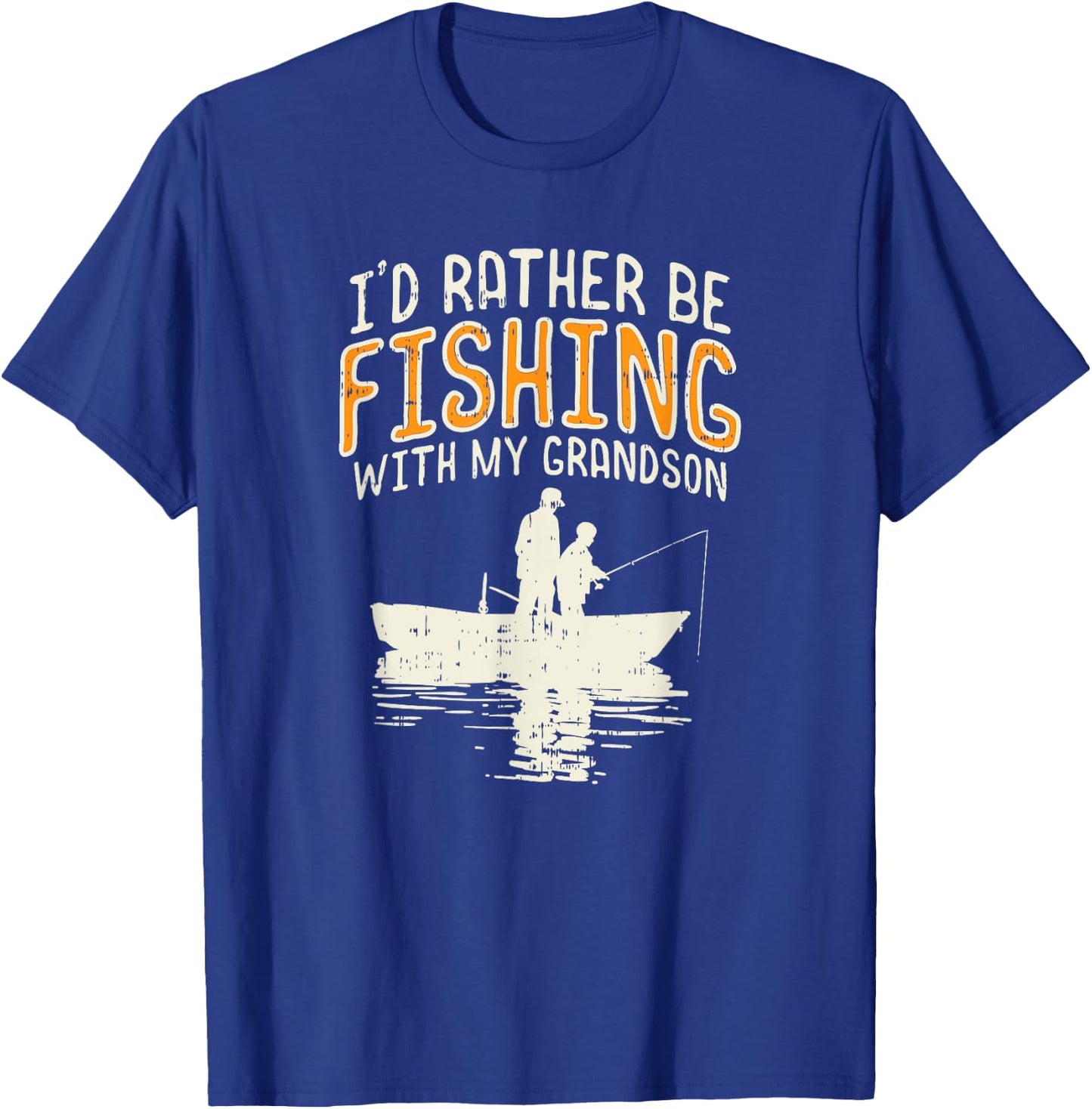 Funny Fishing Grandpa Rather Be Fishing With My Grandson T-Shirt - T-Shirt | Royal