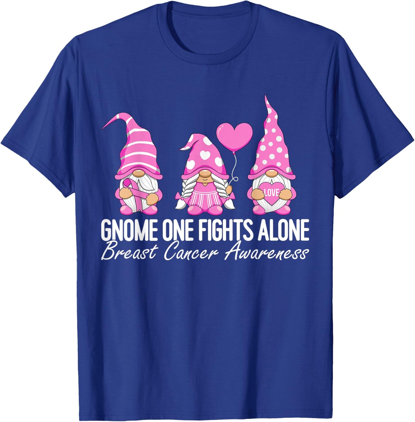 Breast Cancer Awareness Gnomes I Wear Pink Ribbon Support T-Shirt - T-Shirt | Royal