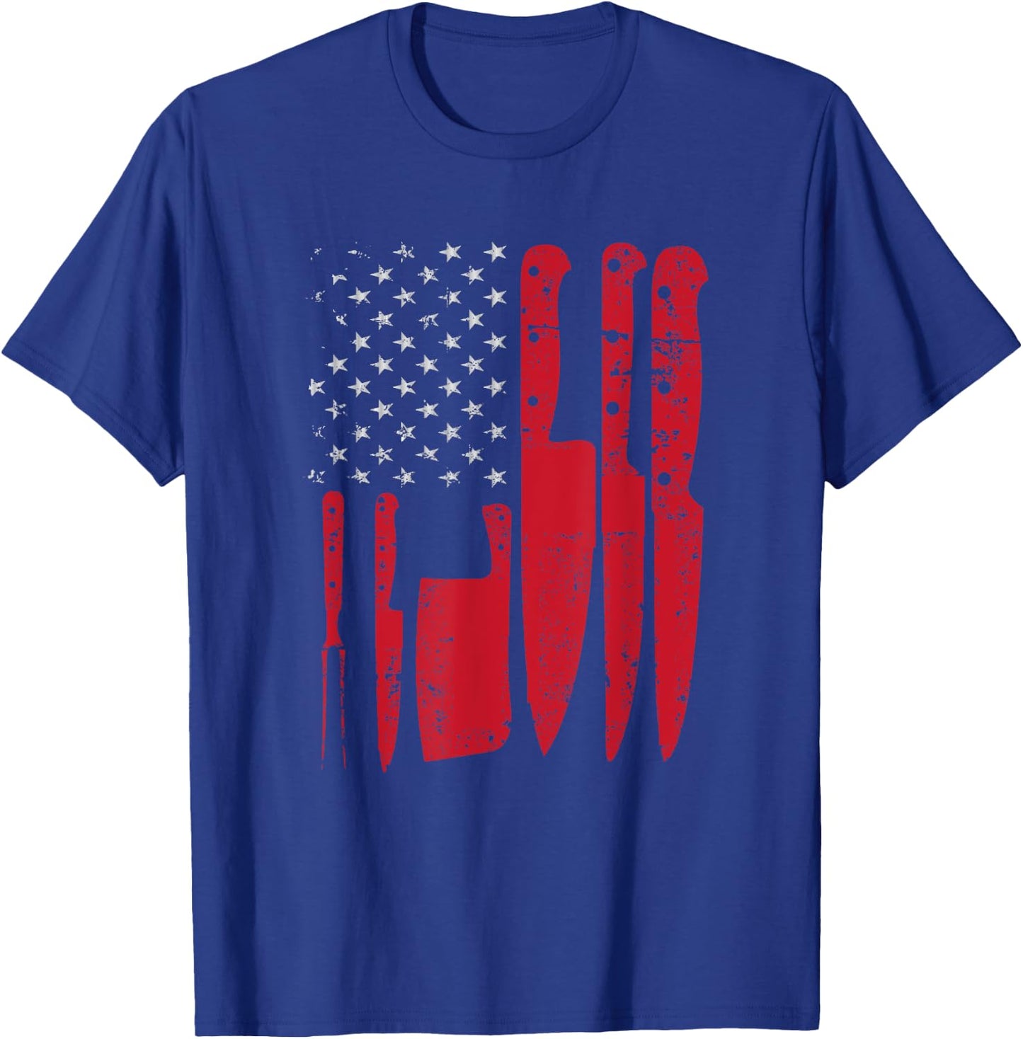 American Flag Kitchen Butcher Knife Set T-Shirt - T-Shirt | Royal