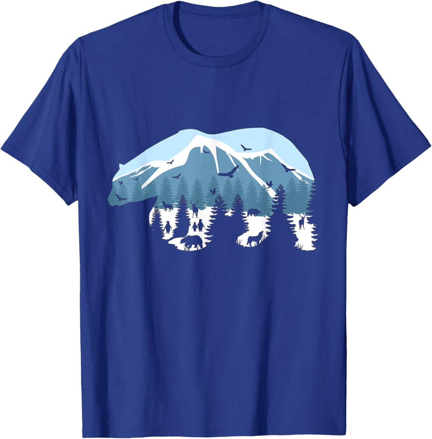 Wildlife Animal Outdoor Trees Silhouette Forest Nature Bear T-Shirt - T-Shirt | Royal