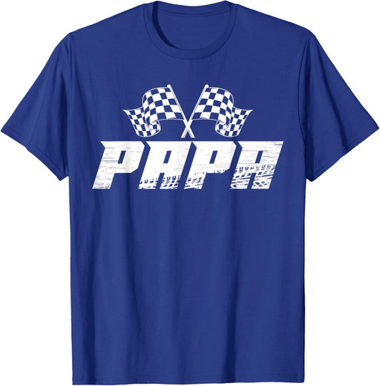 Papa Pit Crew Family Racing Birthday Race Car T-Shirt - T-Shirt | Royal