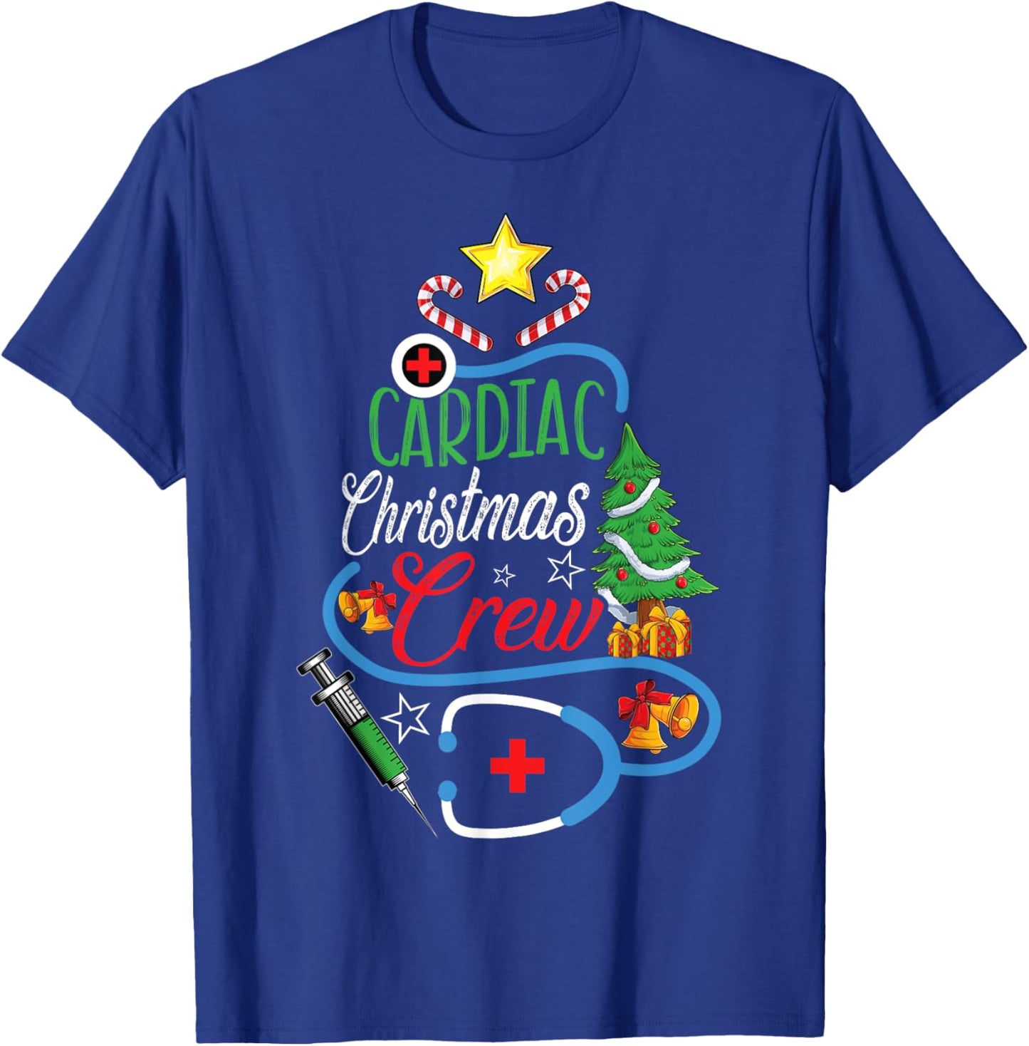 Cardiac Christmas Crew CVICU Cardiology Nurse Christmas T-Shirt - T-Shirt | Royal