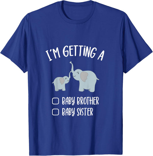 Cute Elephant Sibling I'm Getting A Baby Brother Baby Sister T-Shirt - T-Shirt | Royal