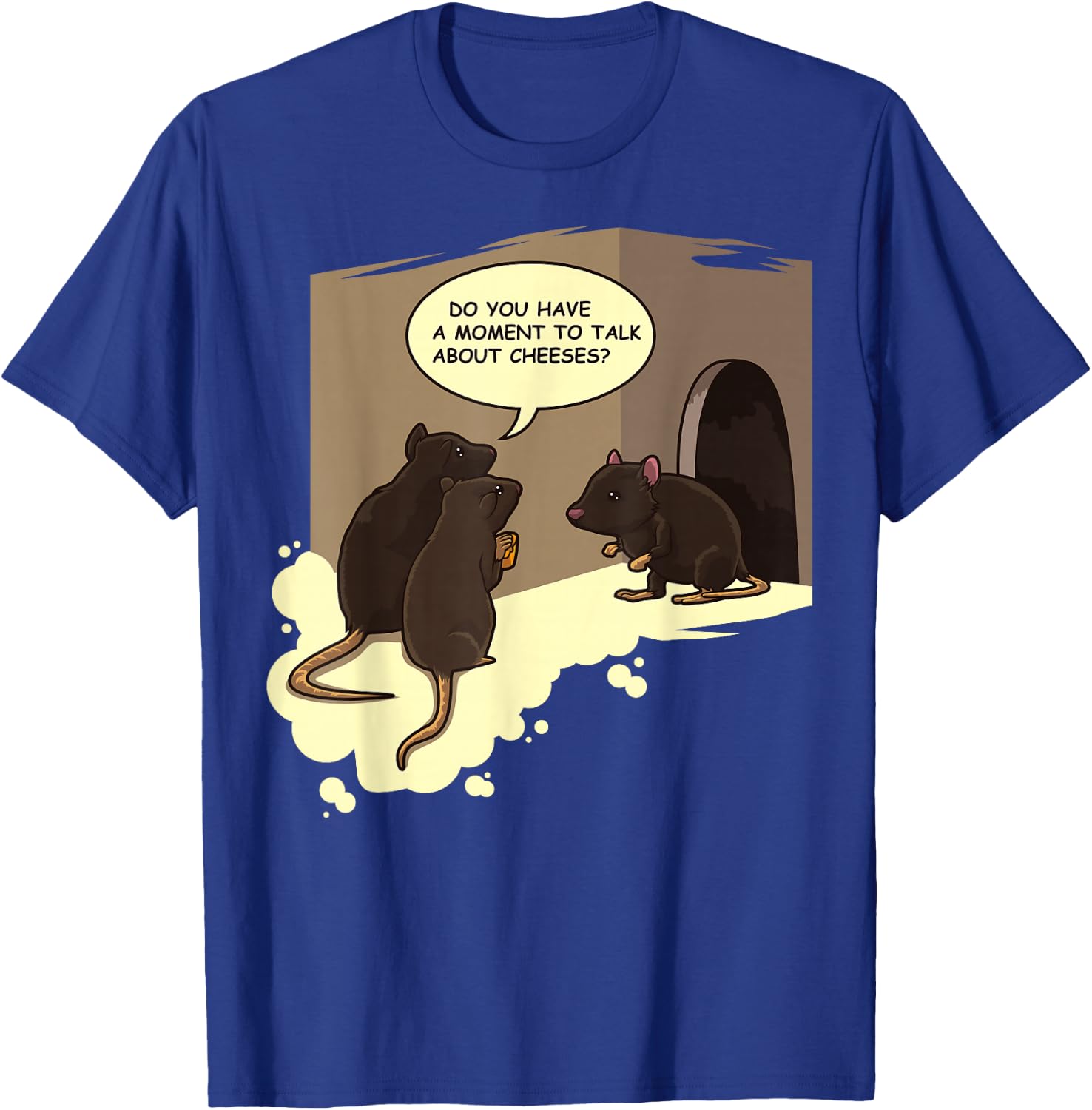 Funny Jesus Worship Cartoon Pun - Rats "Talk About Cheeses" T-Shirt - T-Shirt | Royal