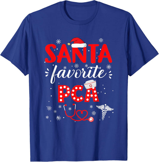 Santa favorite PCA for christmas in hospital Nurse Pajama T-Shirt - T-Shirt | Royal