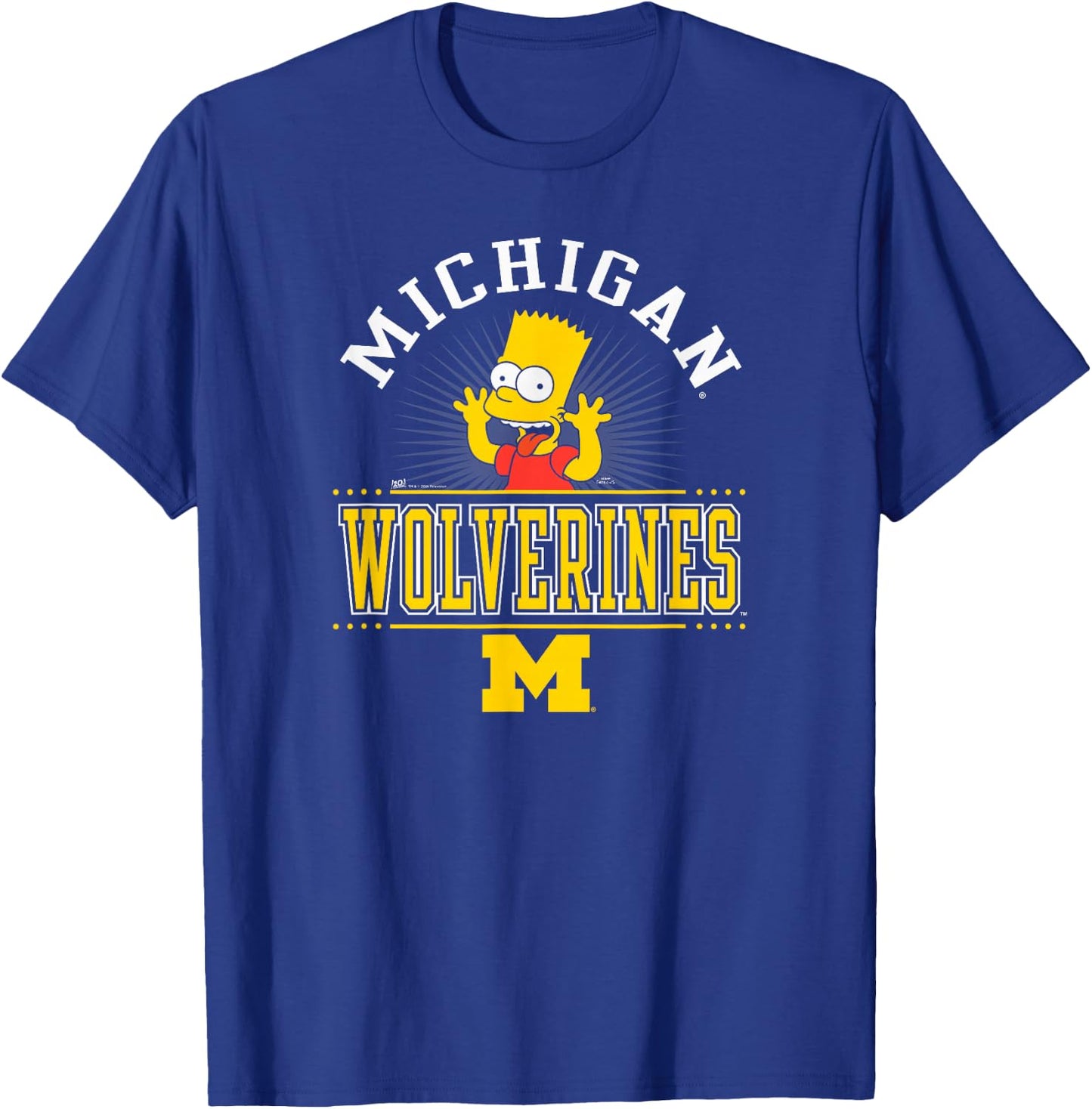 Michigan Wolverines Simpsons Bart Black Officially Licensed T-Shirt - T-Shirt | Royal