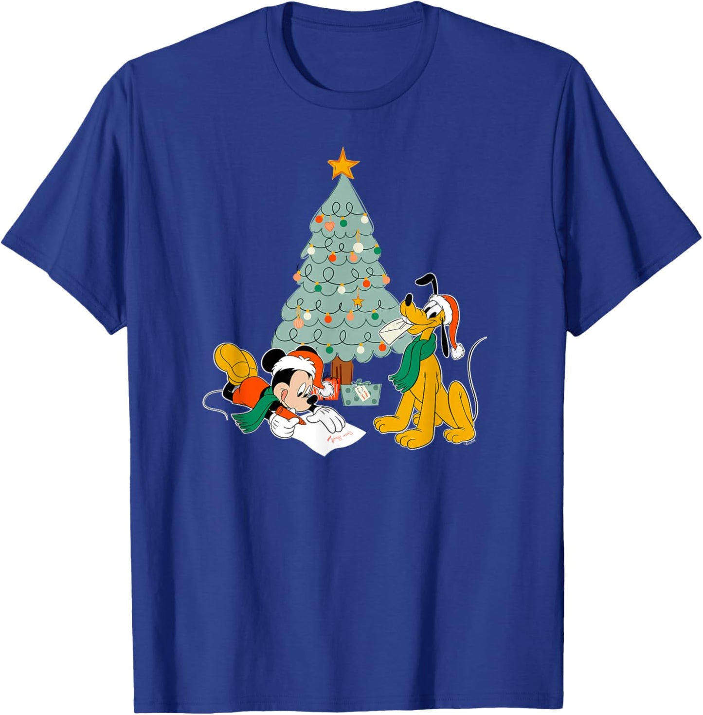 Disney Mickey Mouse and Pluto Christmas Letter to Santa T-Shirt - T-Shirt | Royal