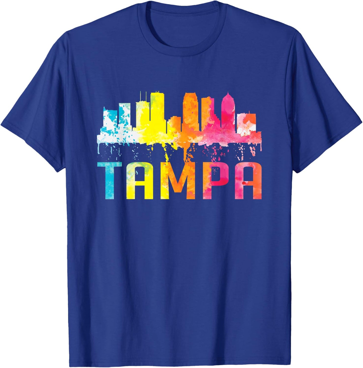 Tampa Florida Watercolor Art City Skyline Souvenir T-Shirt - T-Shirt | Royal