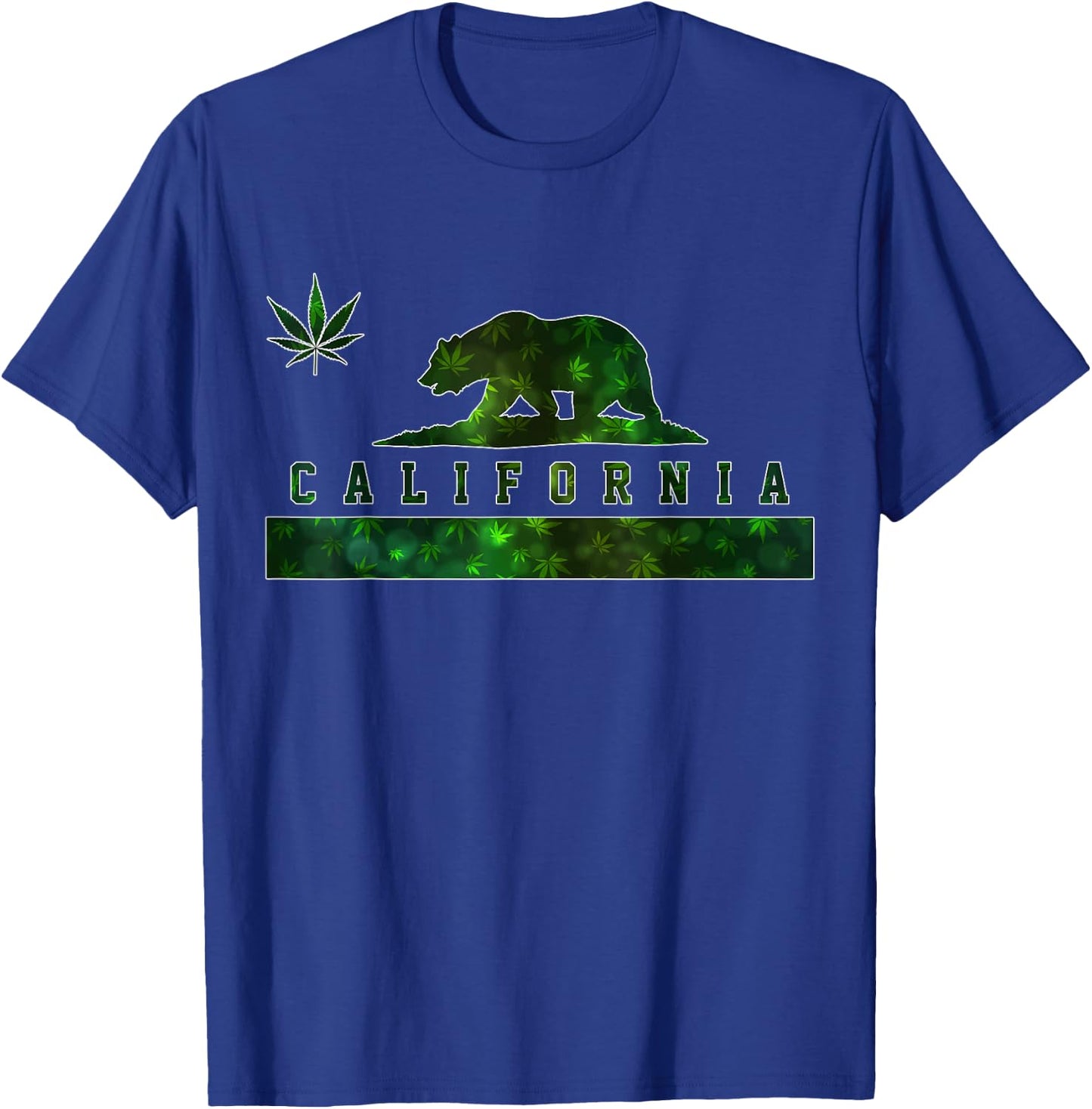 California Cannabis Weed Flag Bear Pot Marijuana 420 Gift T-Shirt - T-Shirt | Royal