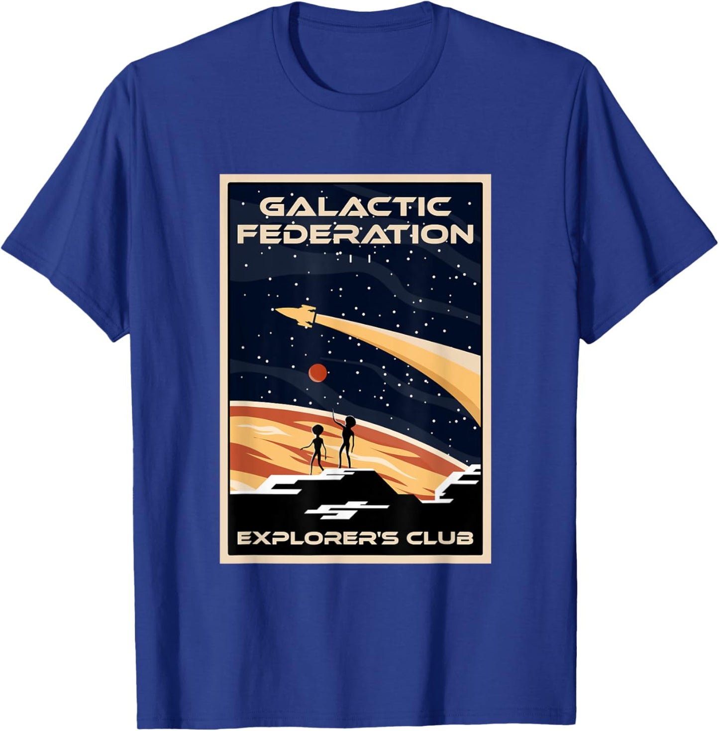 Galactic Federation Explorer's Club Alien Conspiracy Theory T-Shirt - T-Shirt | Royal
