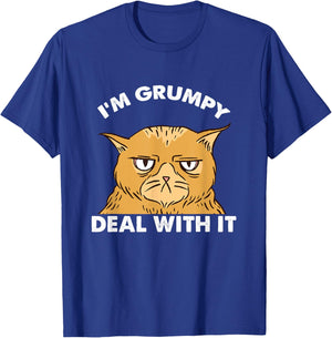 Cat I'm Grumpy Deal With It Men Women T-Shirt - T-Shirt | Royal