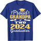 Proud Grandpa of Two 2024 Graduate Class 2024 Graduation T-Shirt - T-Shirt | Royal