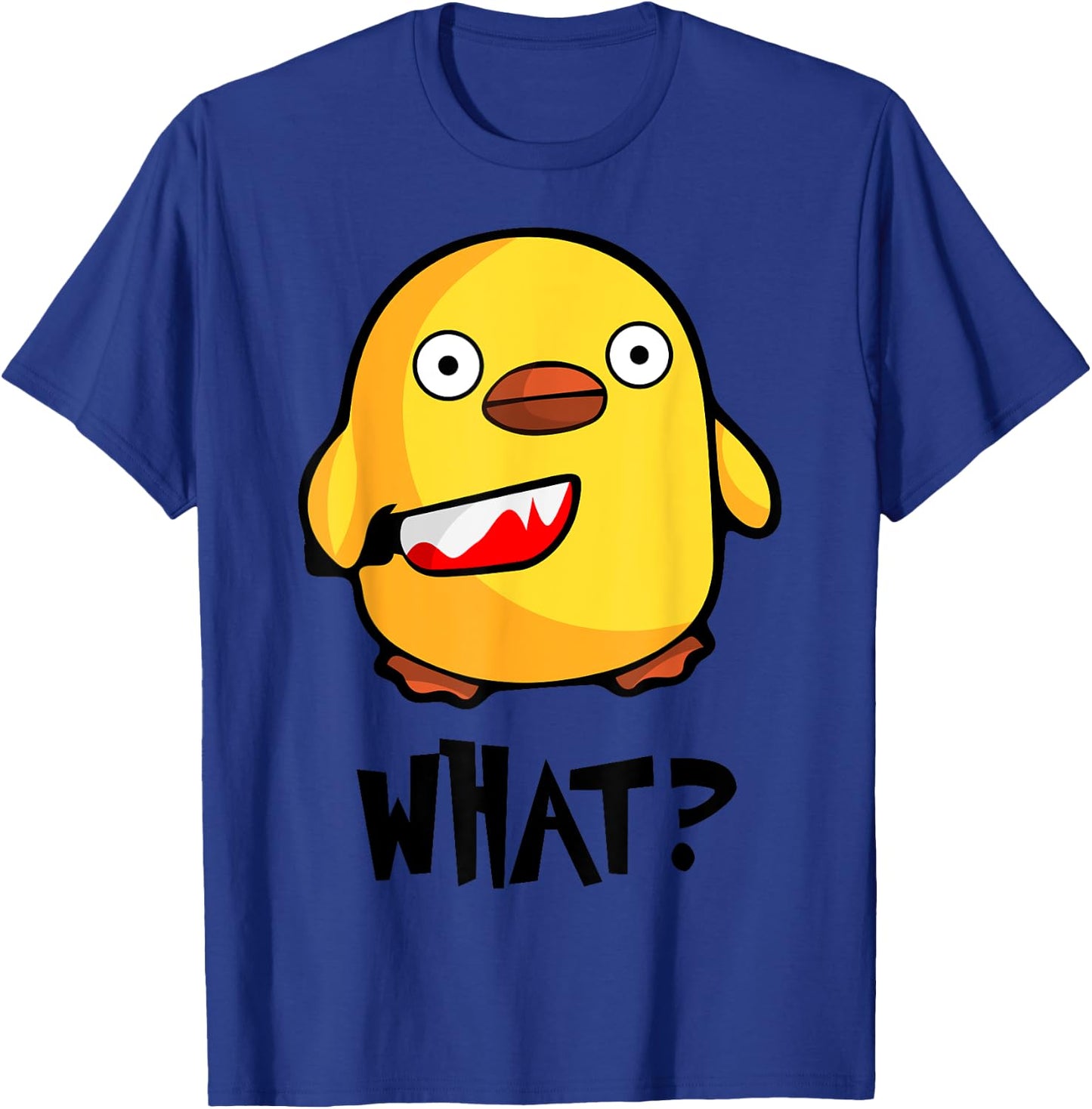 Chicken What? Funny Cute baby chick with knife T-Shirt - T-Shirt | Royal
