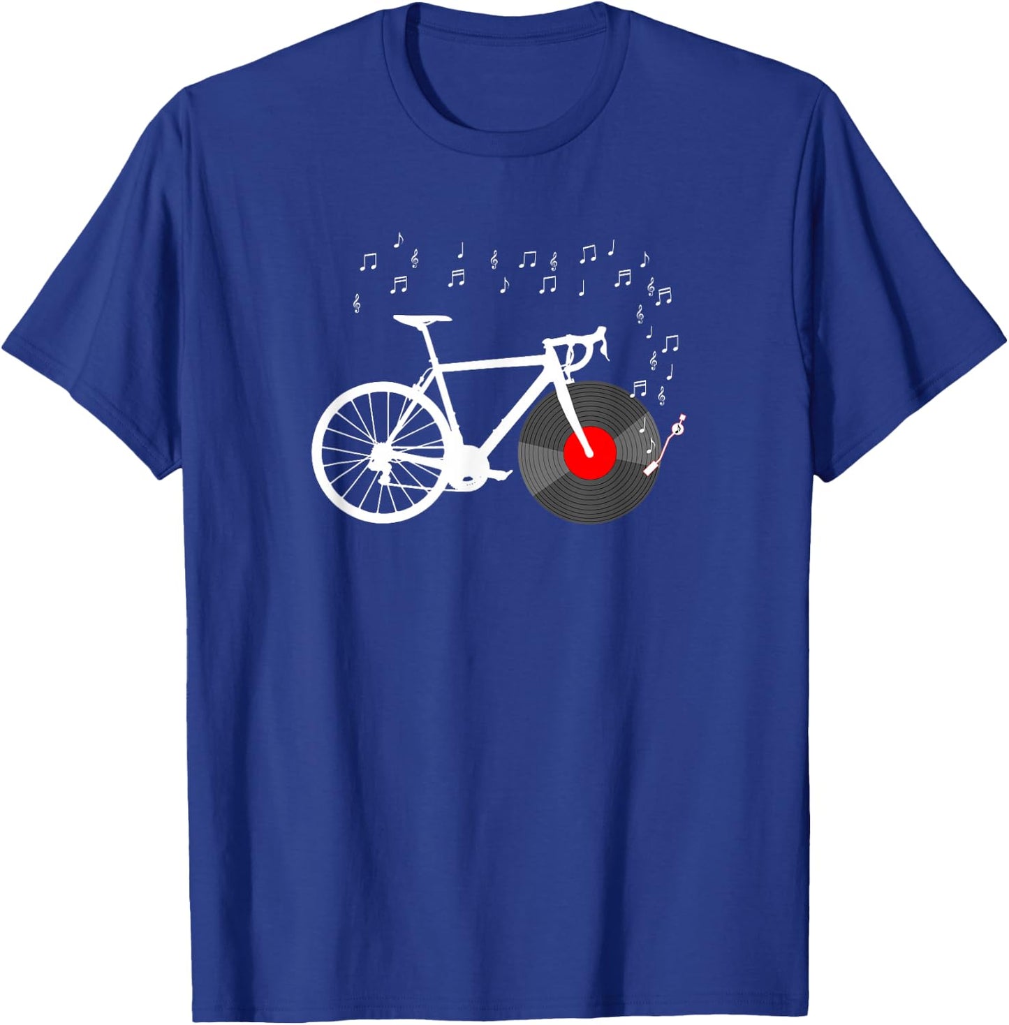 Bicycle Cycling Road Bike Vinyl Record Player Music Cyclist T-Shirt - T-Shirt | Royal