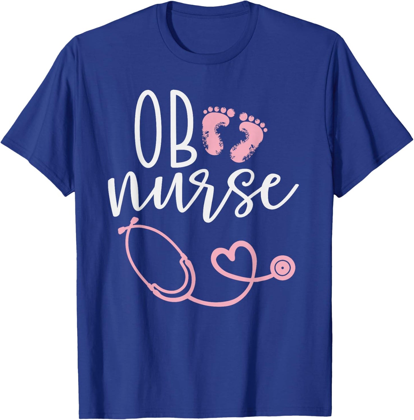 Cute OB Nurse Baby Feet Heart Design T-Shirt - T-Shirt | Royal
