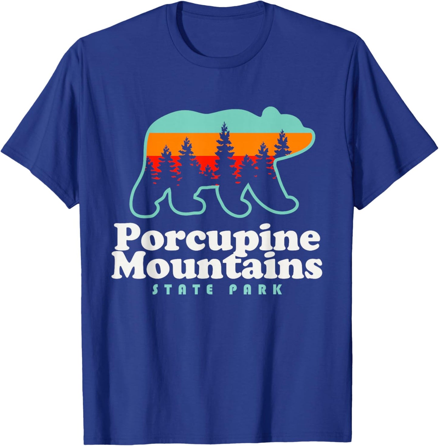 Porcupine Mountains Michigan Camping Hiking Bear T-Shirt - T-Shirt | Royal