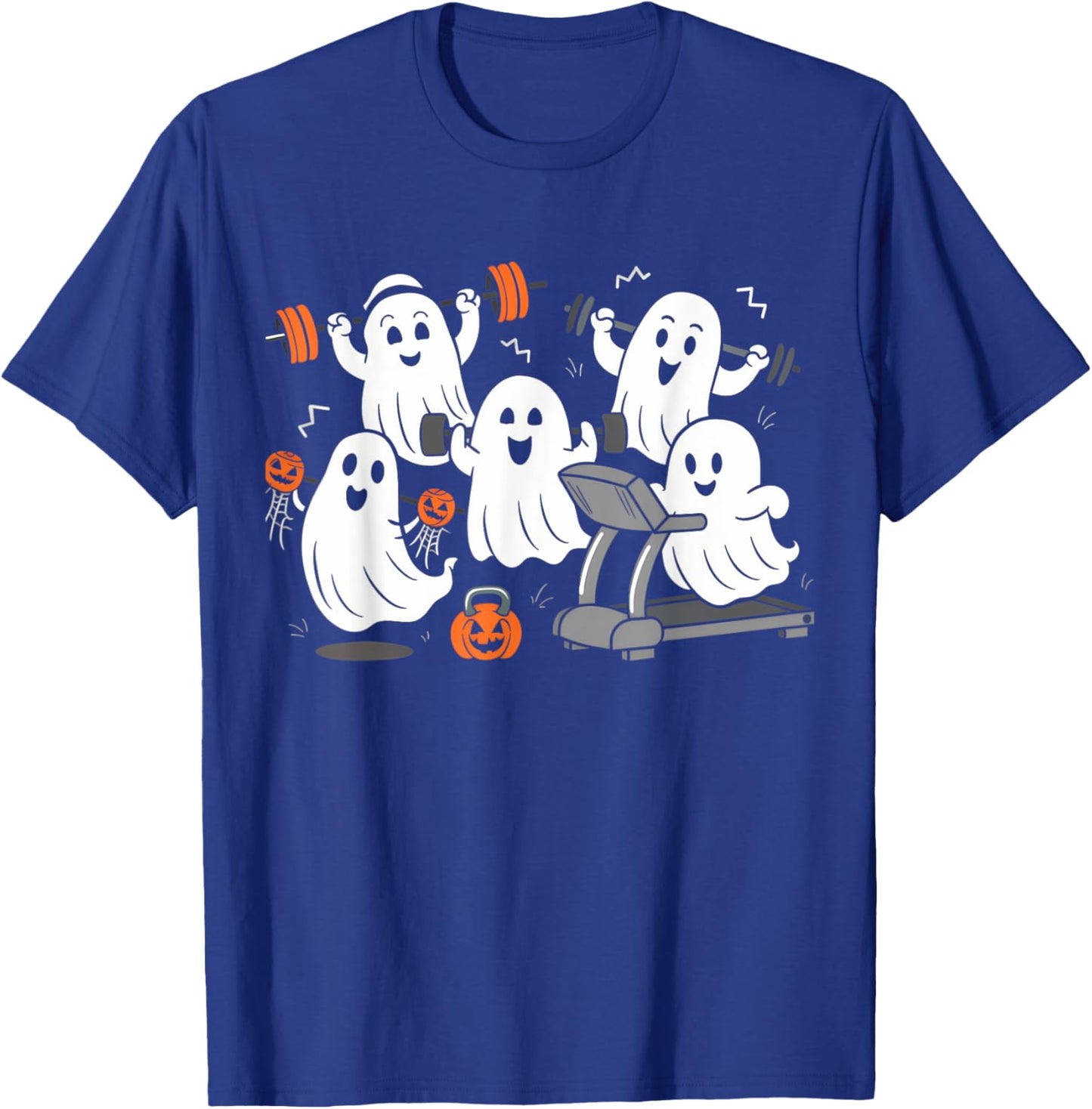 Working Out Ghost Gym Halloween Fitness Weightlifting T-Shirt - T-Shirt | Royal
