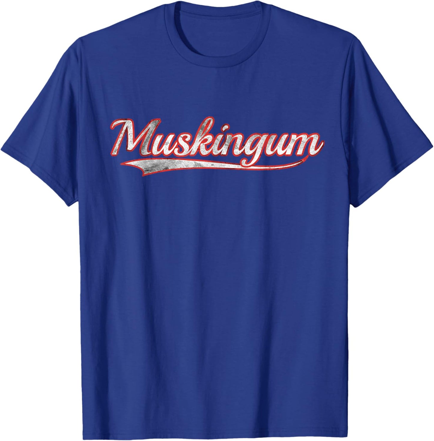 Muskingum Vintage Varsity Distressed Throwback Style T-Shirt - T-Shirt | Royal