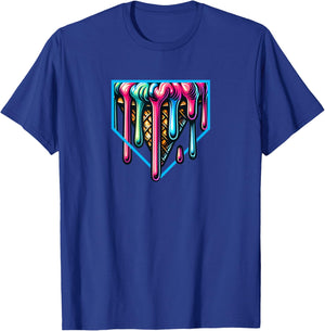 Home Plate Drip - Ice Cream Softball & Baseball T-Shirt - T-Shirt | Royal