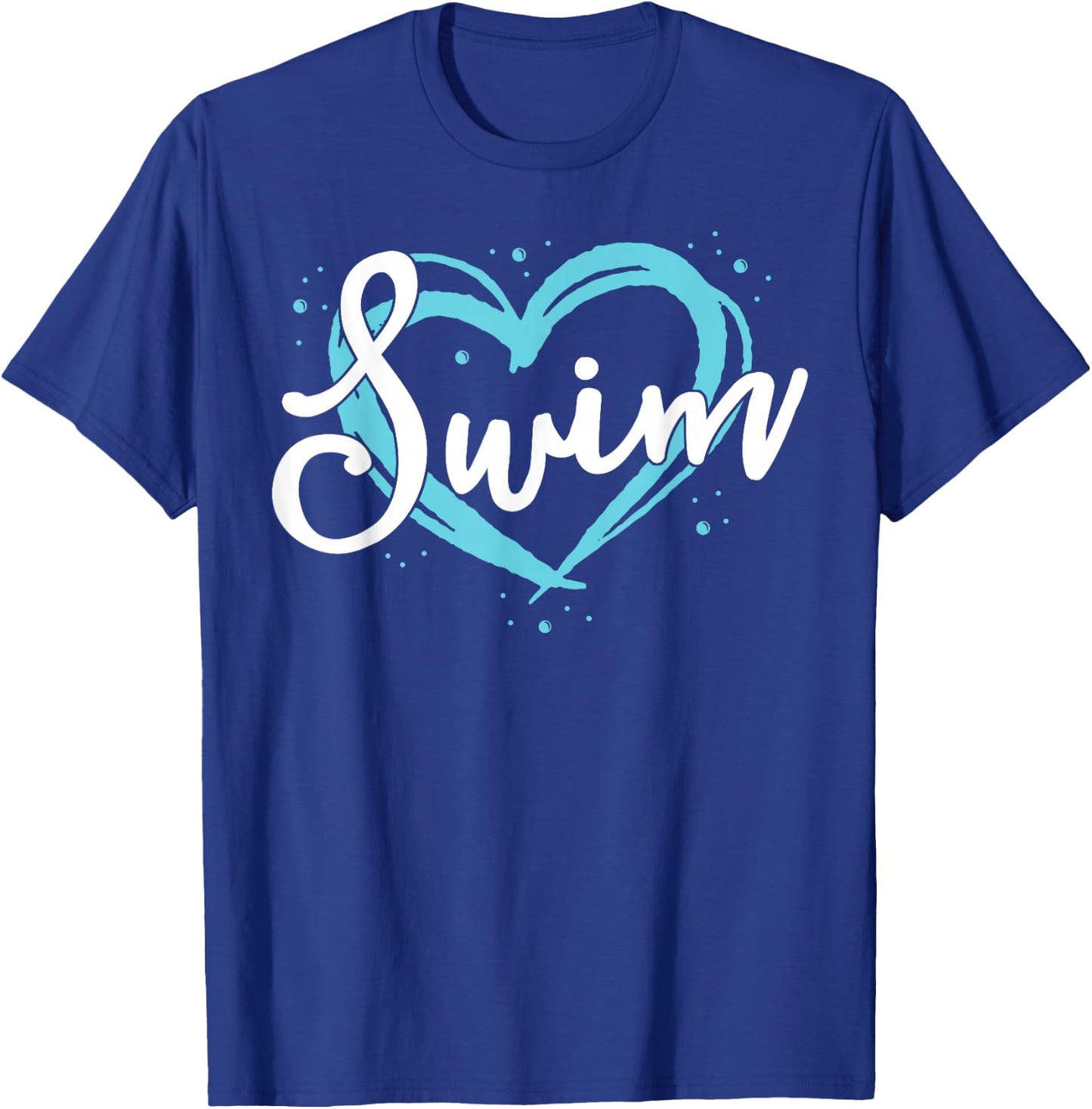 Love Swimming Swim Team Shirt Heart Lover Blue Swimmer Gift T-Shirt - T-Shirt | Royal