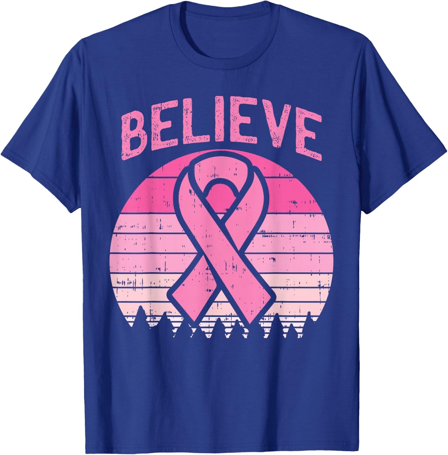 Believe Breast Cancer Awareness Pink Ribbon Women Survivor T-Shirt - T-Shirt | Royal