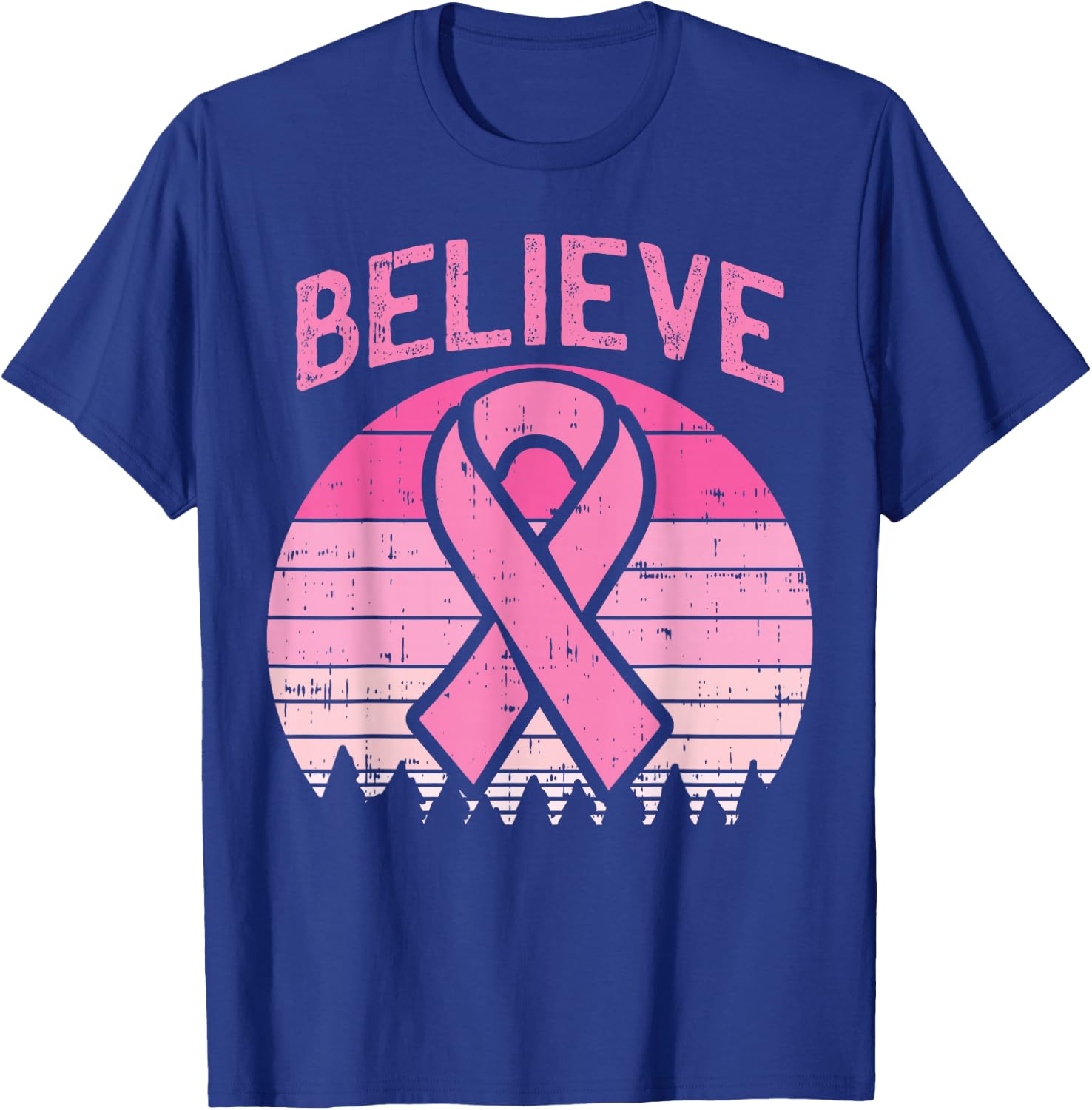 Believe Breast Cancer Awareness Pink Ribbon Women Survivor T-Shirt - T-Shirt | Royal