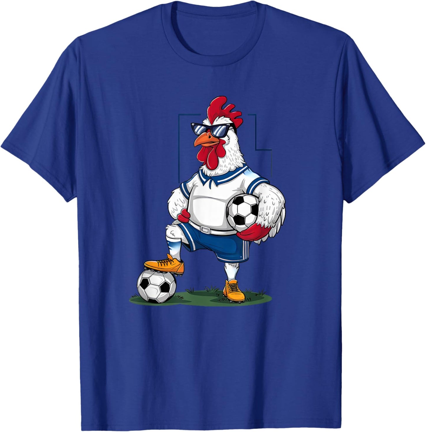 Funny Chicken Soccer Player Sports Design T-Shirt - T-Shirt | Royal