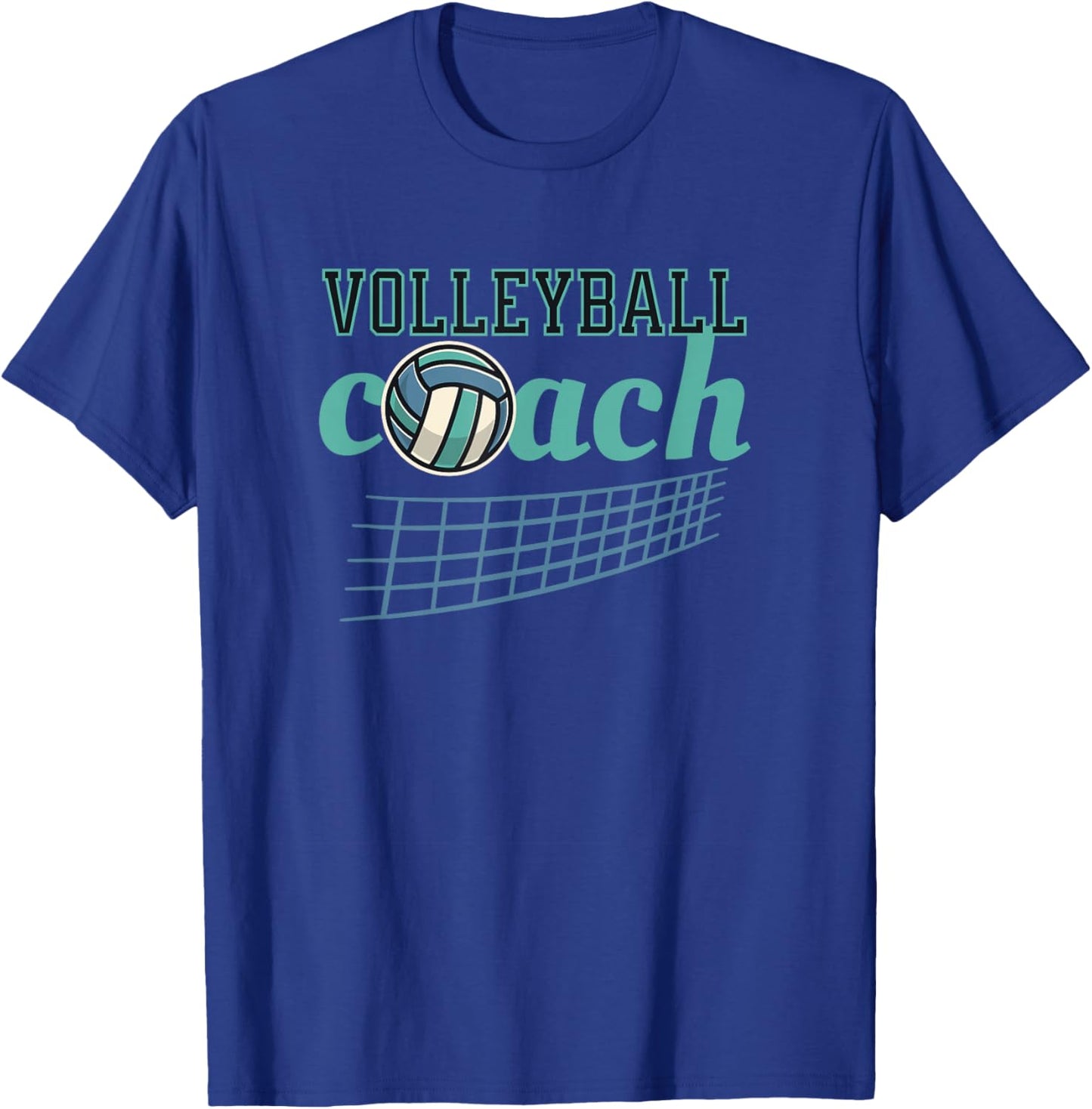 Volleyball Coach Volley Ball Net Blue and Teal T-Shirt - T-Shirt | Royal