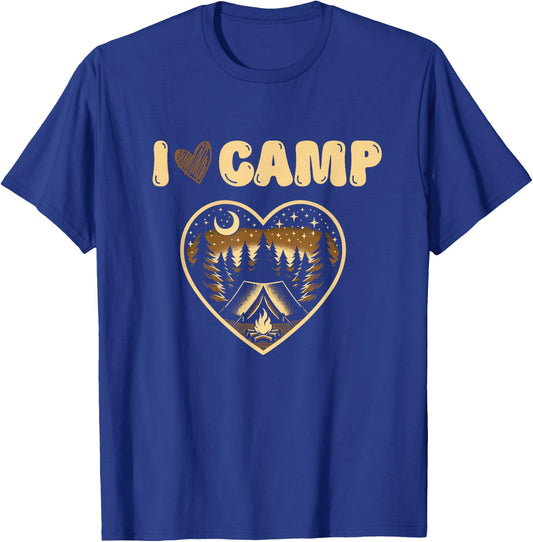I love camp Funny Glamping Camping Lover Design T-Shirt - T-Shirt | Royal