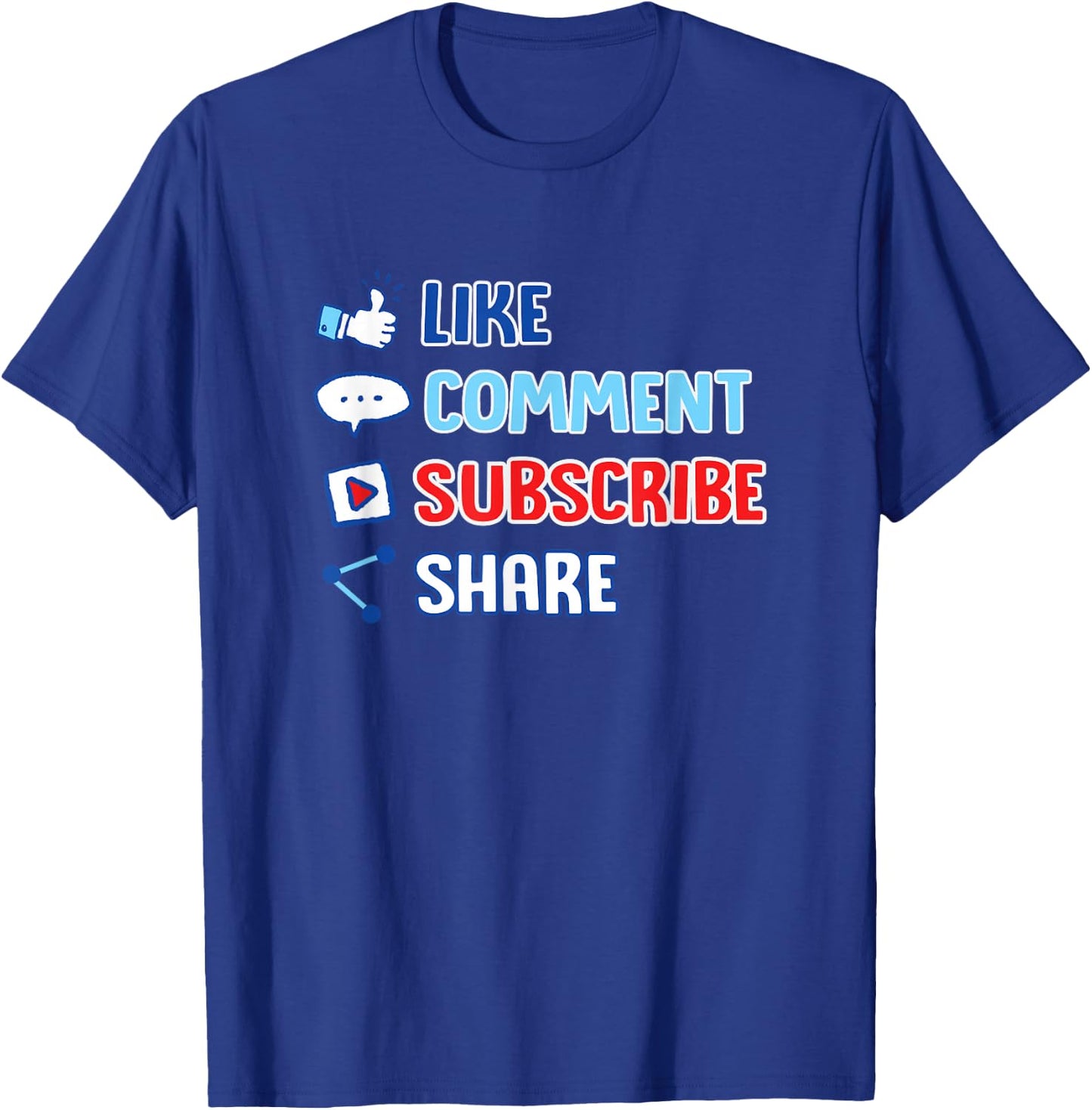 Like Comment Subscribe Cute Vlogger Streamer Gift T-Shirt - T-Shirt | Royal