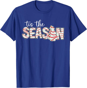 Tis The Season Christmas Lights Tree Cakes Debbie Groovy T-Shirt - T-Shirt | Royal