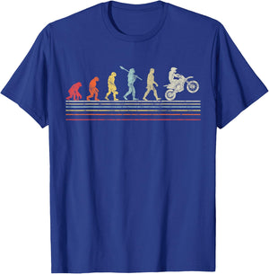 Funny Race Biker Vintage Evolution Motorcycle - Men's Classic Fit Black Short Sleeve Cotton - Small T-Shirt - T-Shirt | Royal