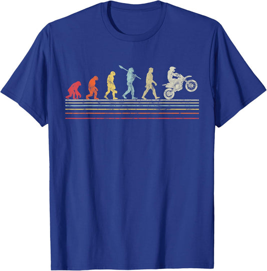 Funny Race Biker Vintage Evolution Motorcycle - Men's Classic Fit Black Short Sleeve Cotton - Small T-Shirt - T-Shirt | Royal