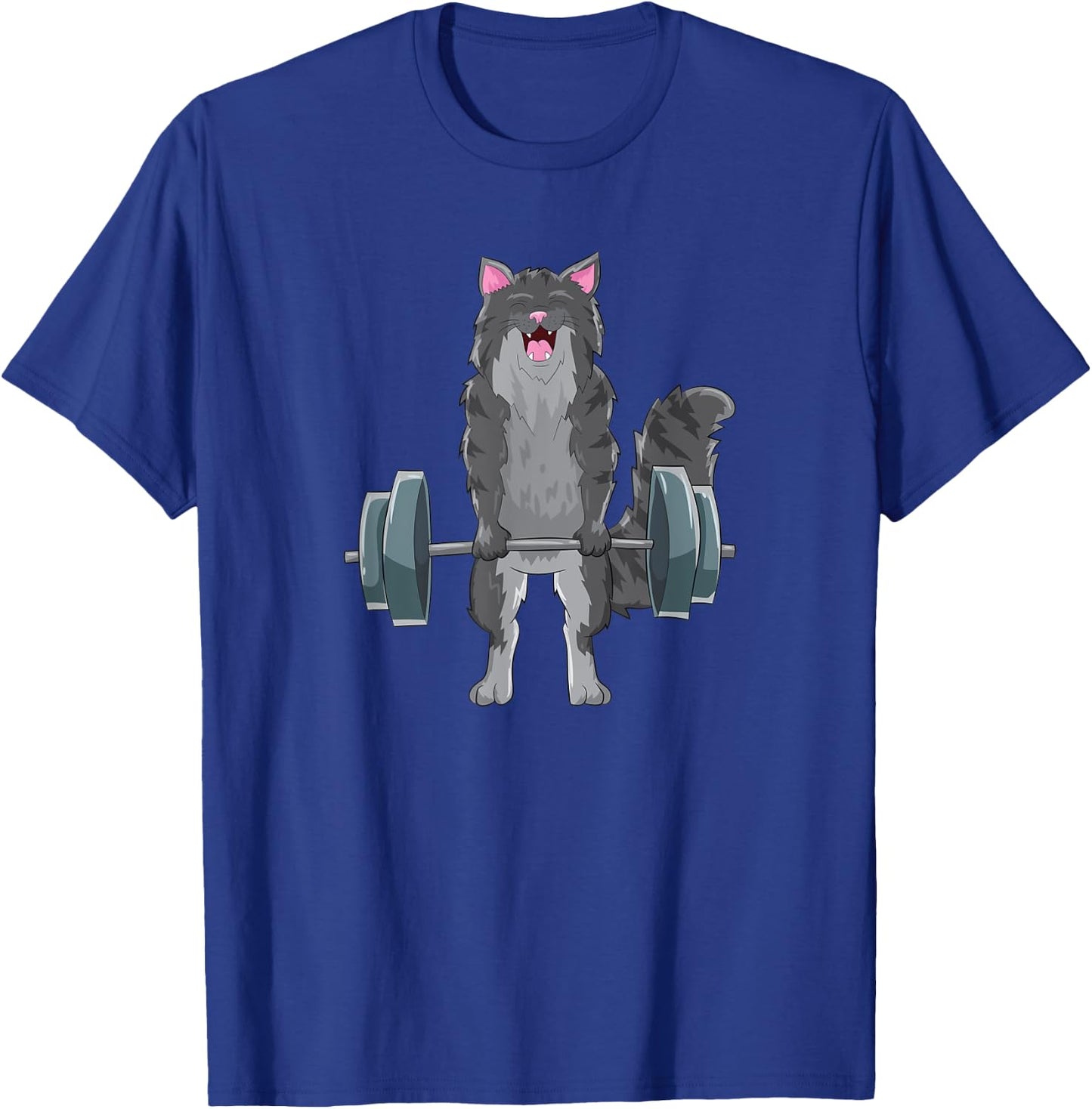 Cat Deadlifting Design Maine Coon Lift Gift T-Shirt - T-Shirt | Royal