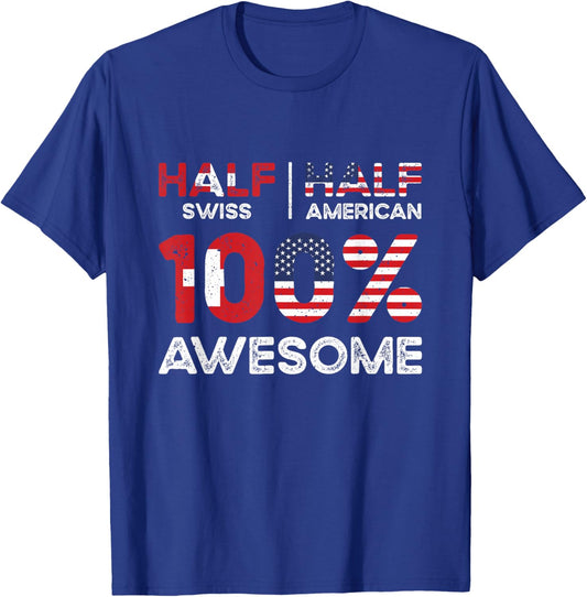 Swiss American Patriot USA Grown Switzerland US Flag T-Shirt - T-Shirt | Royal