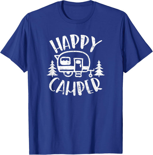 Happy Camper - RV Trailer Outdoor Camping T-Shirt - T-Shirt | Royal