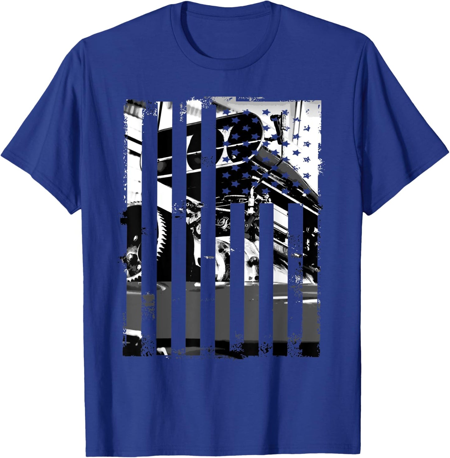 Funny Car Guy Gift - Horsepower American Flag Muscle Car T-Shirt - T-Shirt | Royal