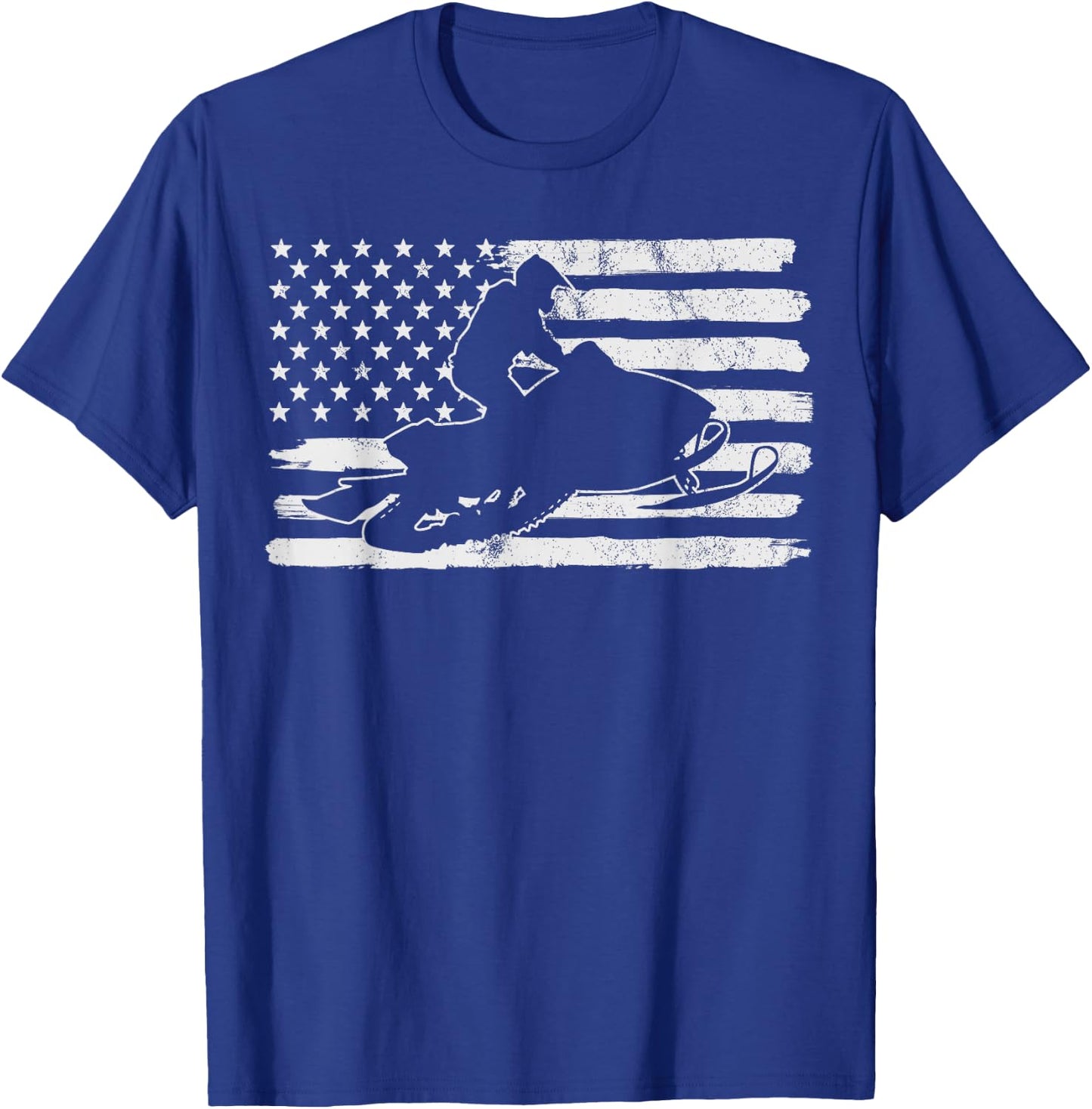 Vintage 4th Of July USA Flag Snowmobile Snow Mobile T-Shirt - T-Shirt | Royal