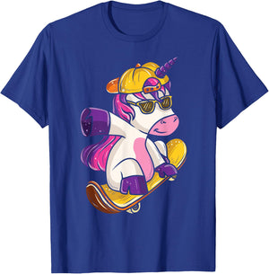 Unicorn Skateboarda Skateboard Art T-Shirt - T-Shirt | Royal