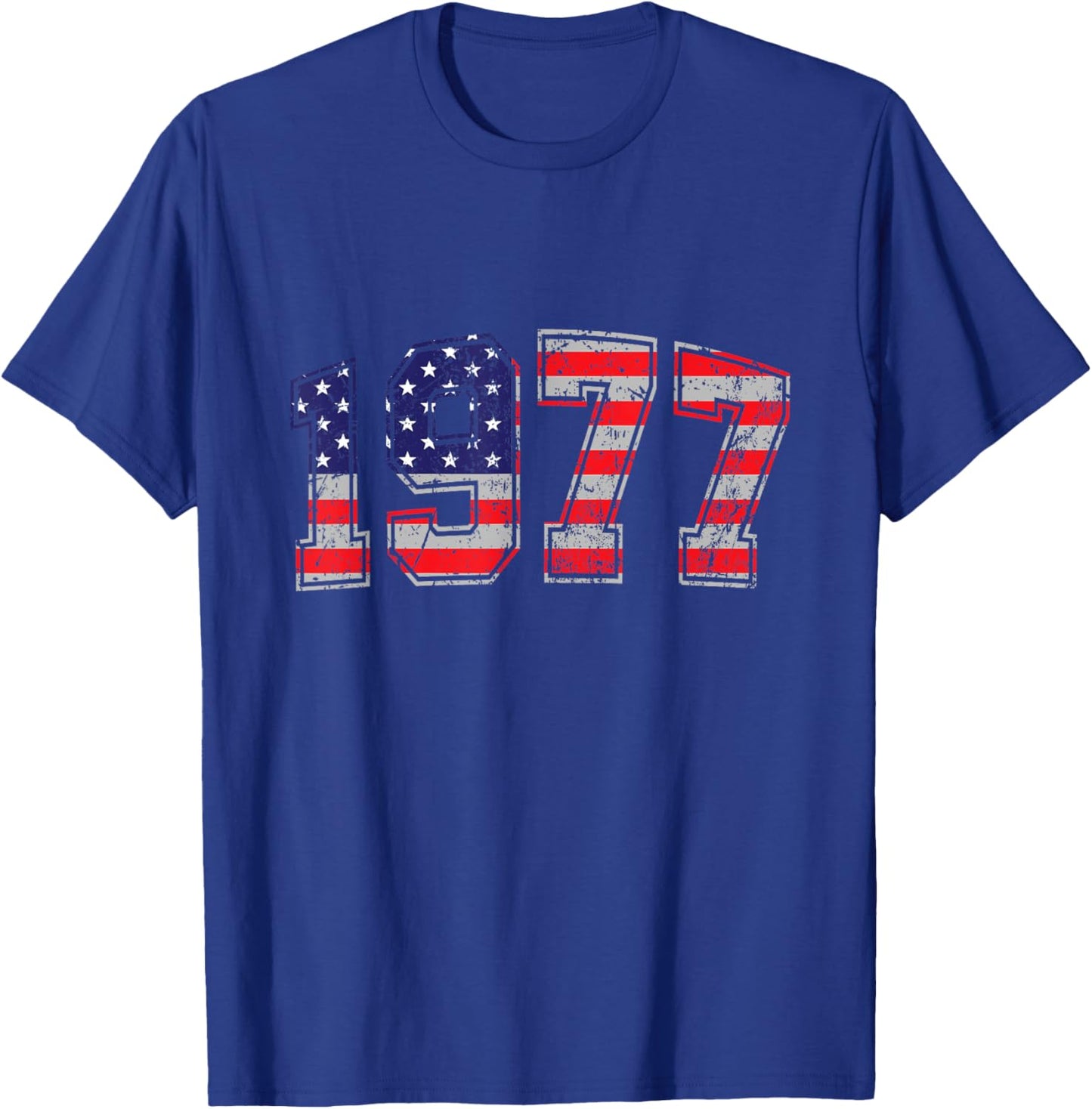 Vintage 1977 47 Years Old American Flag 4th Of July Retro T-Shirt - T-Shirt | Royal