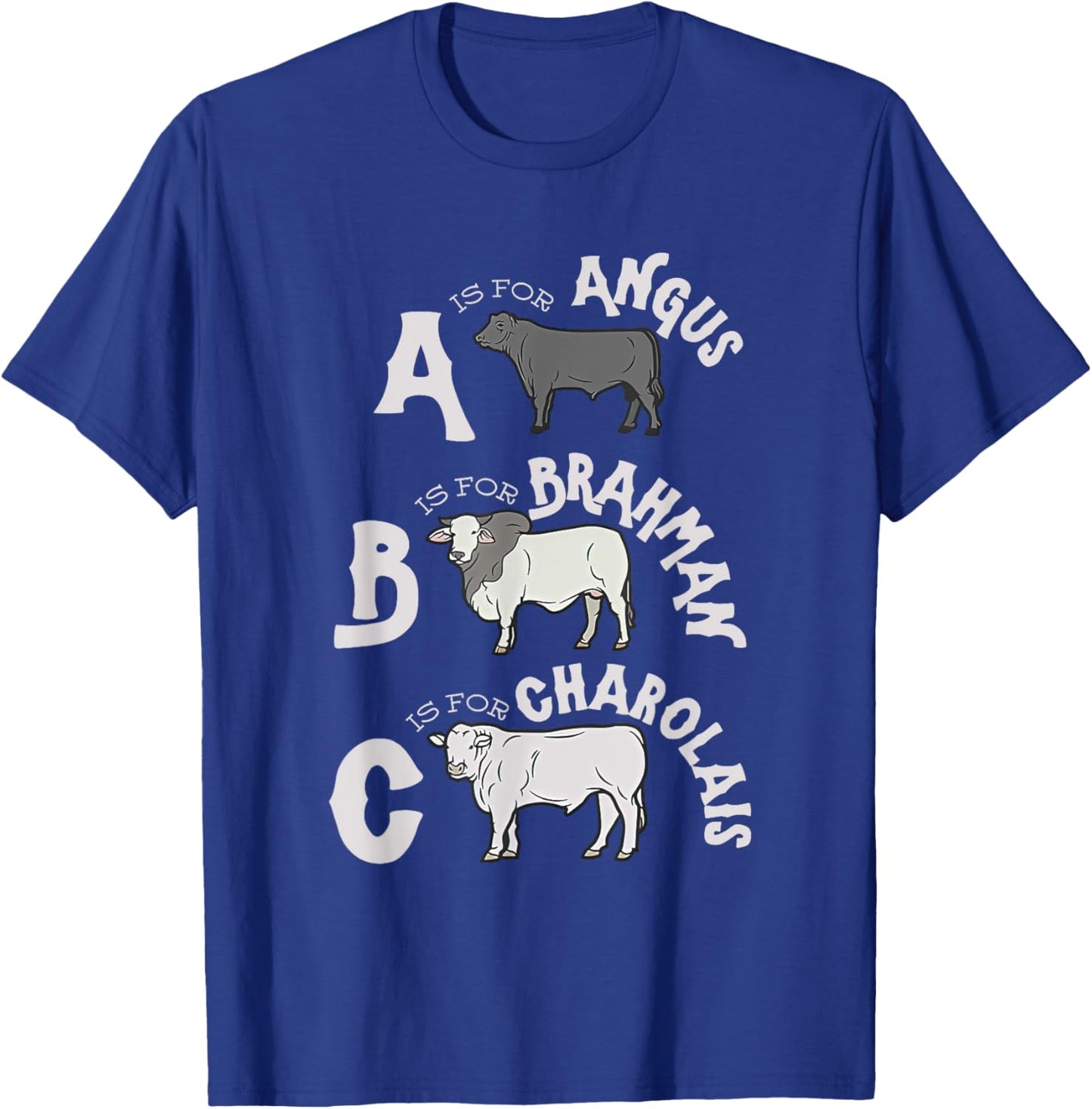 Cow Alphabet Kids Retro ABC Angus Brahman Charolais Toddlers T-Shirt - T-Shirt | Royal