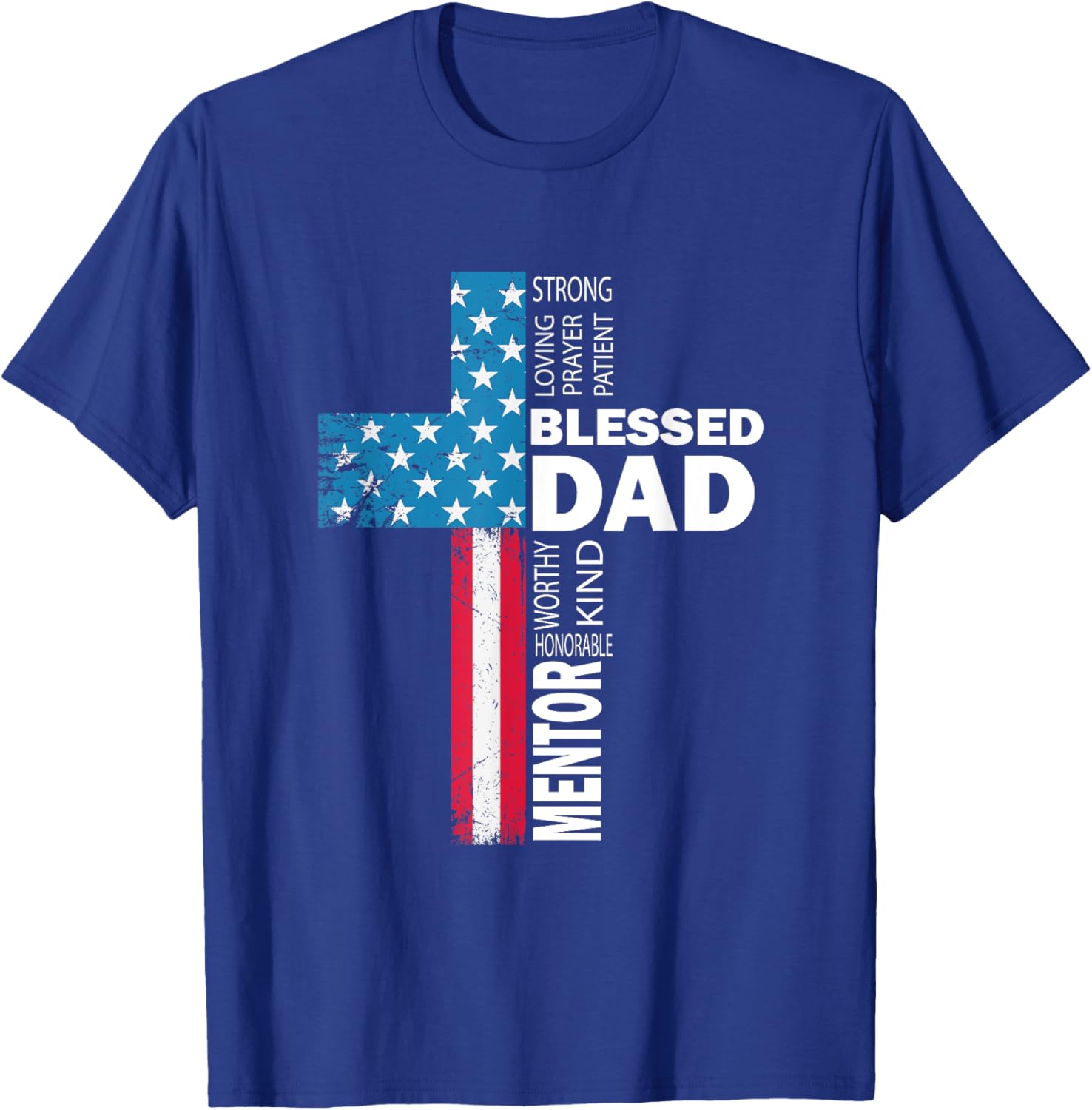 Christian Blessed Dad Cross fathers day T-Shirt - T-Shirt | Royal
