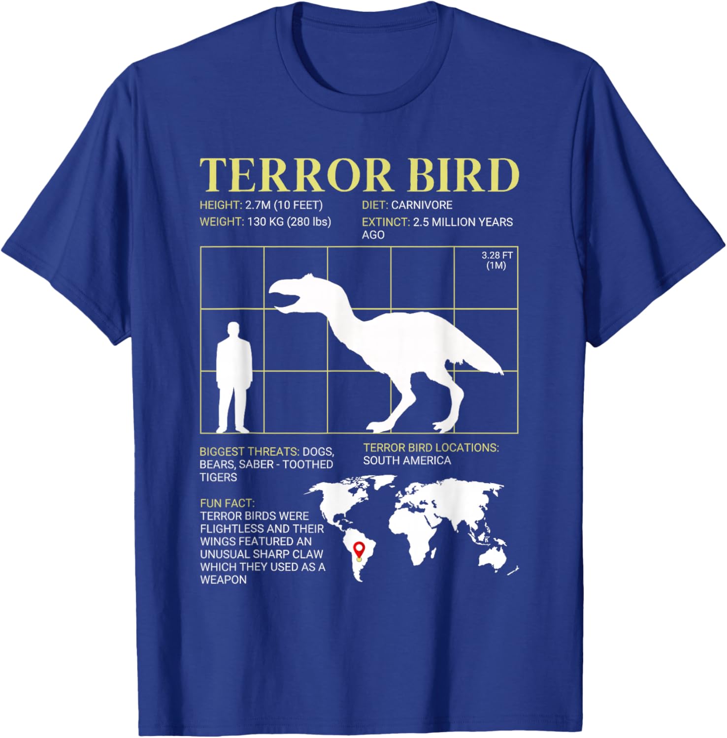Terror Bird Extinct Giant Flightless Bird T-Shirt - T-Shirt | Royal